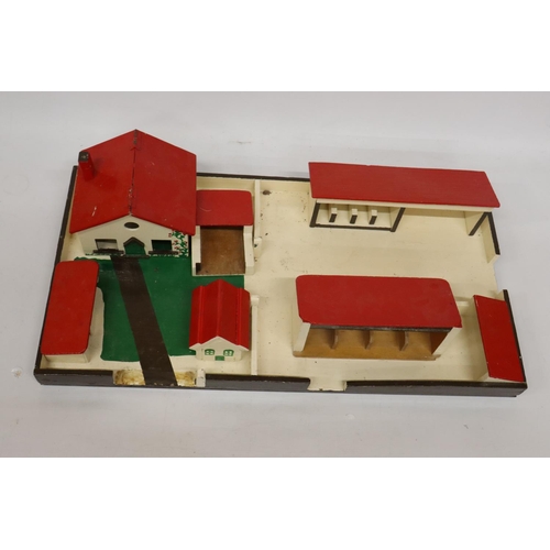 268 - A 1950'S WOODEN FARMHOUSE, YARD, STABLES AND PADDOCK, 30 INCH X 16 INCH