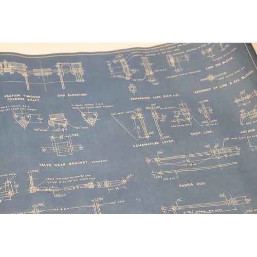 272 - A BLUE PRINT/TRAIN SCHEMATICS FOR LOCOMOTIVES AND LMS PLAQUE