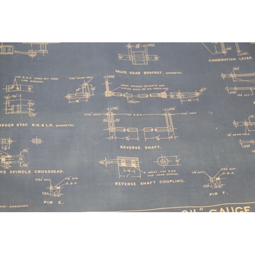 272 - A BLUE PRINT/TRAIN SCHEMATICS FOR LOCOMOTIVES AND LMS PLAQUE