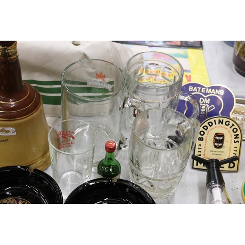 275 - A JOBLOT OF BREWERY ITEMS TO INCLUDE BEER TAPS, ASHTRAYS, ETC.,