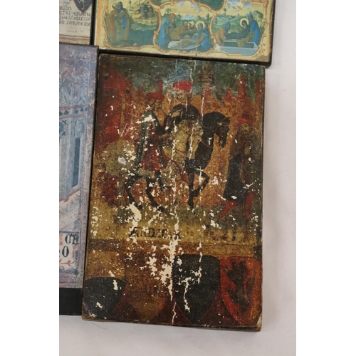 281 - FIVE RELIGIOUS ICONS ON WOOD