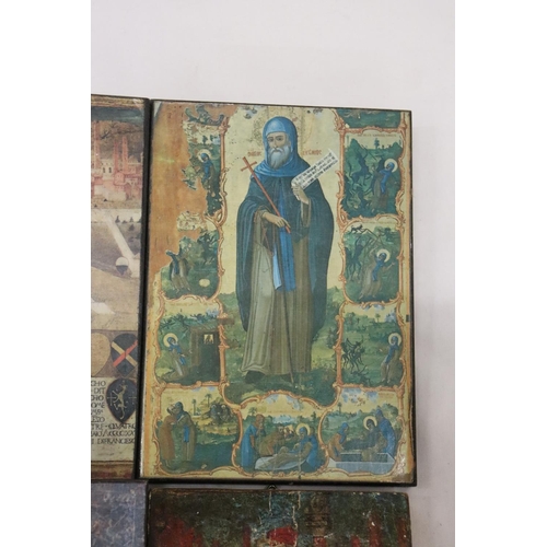 281 - FIVE RELIGIOUS ICONS ON WOOD