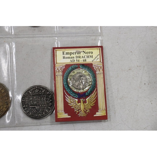 284 - AN EMPEROR NERO COIN, TWO JEWISH COINS AND EIGHT OTHERS