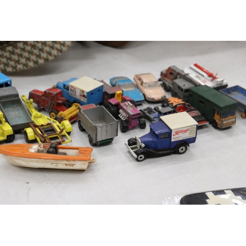 286 - A QUANTITY OF VINTAGE MATCHBOX AND LESNEY DIECAST VEHICLES