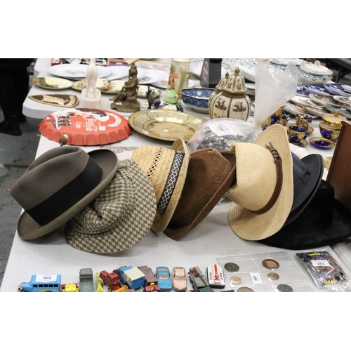 287 - EIGHT MEN'S TRILBY HATS, FEDORA'S ETC.,