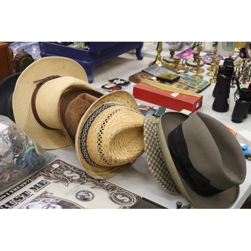 287 - EIGHT MEN'S TRILBY HATS, FEDORA'S ETC.,