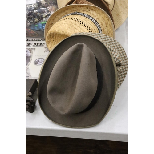 287 - EIGHT MEN'S TRILBY HATS, FEDORA'S ETC.,