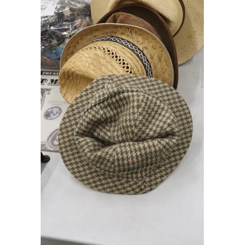 287 - EIGHT MEN'S TRILBY HATS, FEDORA'S ETC.,