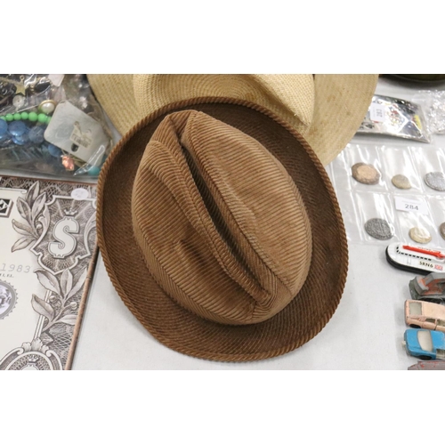 287 - EIGHT MEN'S TRILBY HATS, FEDORA'S ETC.,