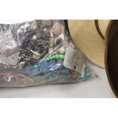 288 - A 7.6 KG BAG OF UNSORTED COSTUME JEWELLERY