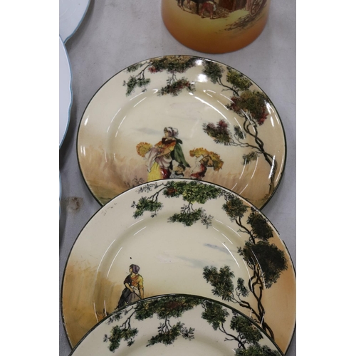 298 - FOUR  DOULTON SERIED WARE PLATES AND COFFEEPOT