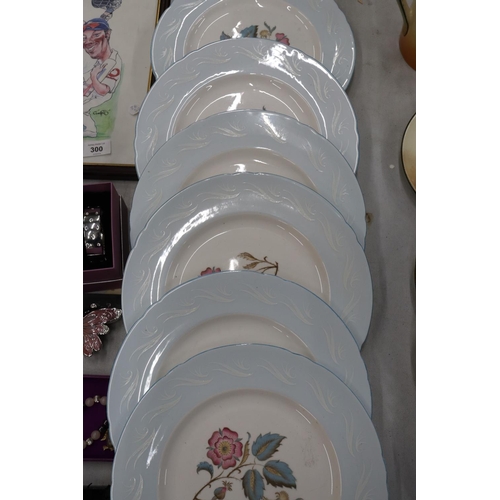 299 - SIX SHELLEY FLORAL PLATES 27.5 CM