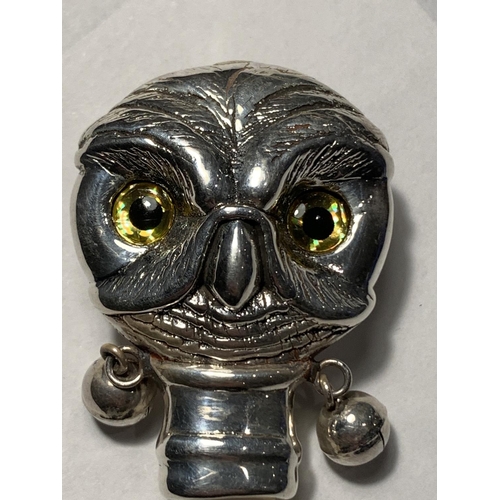 28 - A SILVER AND MOTHER OF PEARL OWL BABY RATTLE