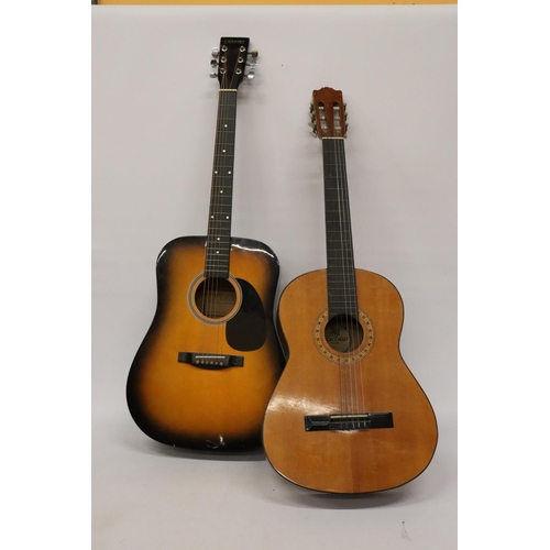 877 - TWO ACOUSTIC GUITARS, A CHANTRY AND ENCORE