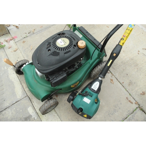 99 - POWER GREEN PETROL SELF PROPELLED   MOWER AND STRIMMER  NO VAT