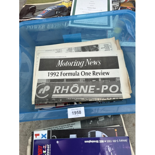 1958 - AN ASSORTMENT OF MOTORSPORT ITEMS TO INCLUDE PROGRAMMES AND POSTERS ETC