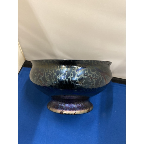 34 - A ROYAL BRIERLEY ART GLASS IRIDESCENT PEDESTAL DISH