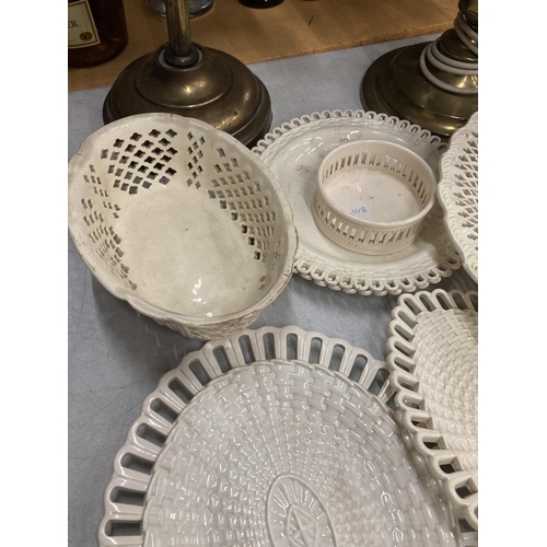 44 - EIGHT PIECES OF VINTAGE CREAMWARE TO INCLUDE PLATES AND DISHES SOME A/F