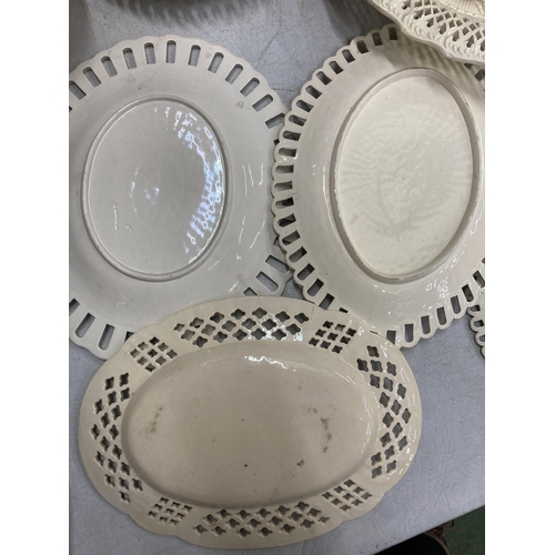 44 - EIGHT PIECES OF VINTAGE CREAMWARE TO INCLUDE PLATES AND DISHES SOME A/F