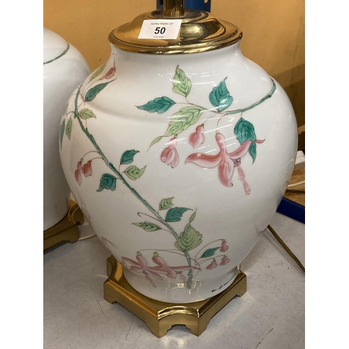 50 - A PAIR OF SIGNED PORCELAINE DE LIMOGES TABLE LAMPS