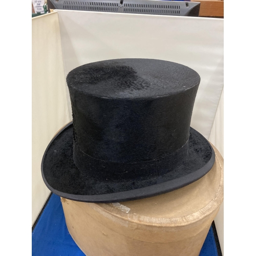 54 - A BATTERSBY & CO LONDON BLACK TOP HAT WITH A BOX