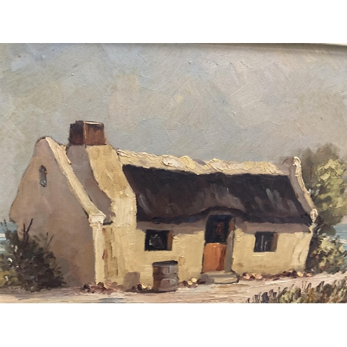 82 - AN ANN INGGS 1936 SOUTH AFRICA FRAMED OIL PAINTING OF A HOUSE BY THE SEA