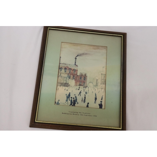 314 - A LOWRY STYLE FRAMED PRINT ENTITLED 