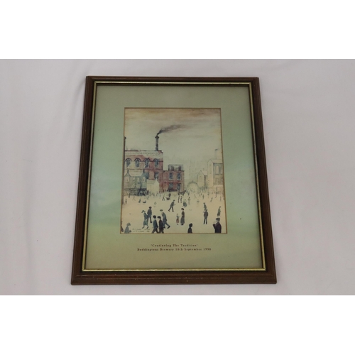 314 - A LOWRY STYLE FRAMED PRINT ENTITLED 