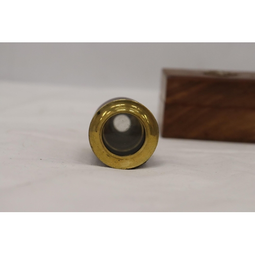 340 - A BOXED BRASS AND LEATHER TELESCOPE