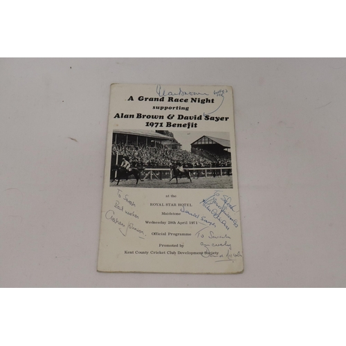 342 - A 1971 ALAN BROWN AND DAVID SAYER BENEFIT PROGRAMME, PROMOTED BY KENT CRICKET CLUB, WITH SIGNATURES