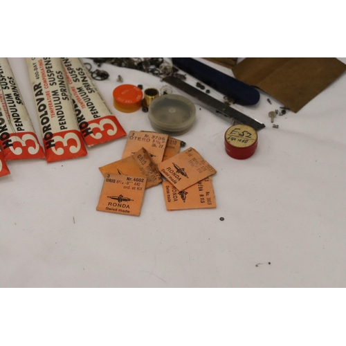 348 - A QUANTITY OF POCKET WATCH COMPONENTS TO INCLUDE SUSPENSION SPRINGS, ETC, SOME SEALED