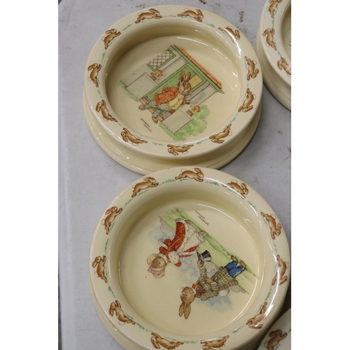 804 - A QUANTITY OF ROYAL DOULTON 'BUNNYKINS' TO INCLUDE BARBARA VERNON SIGNED BOWLS AND A PLATE, PLUS A M... 