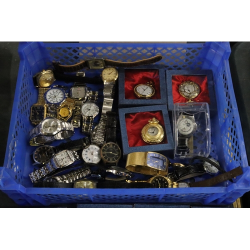 805 - A LARGE QUANTITY OF WRISTWATCHES AND MODERN POCKET WATCHES, SOME BOXED, TO INCLUDE CHRISTIN LARS 'DI... 