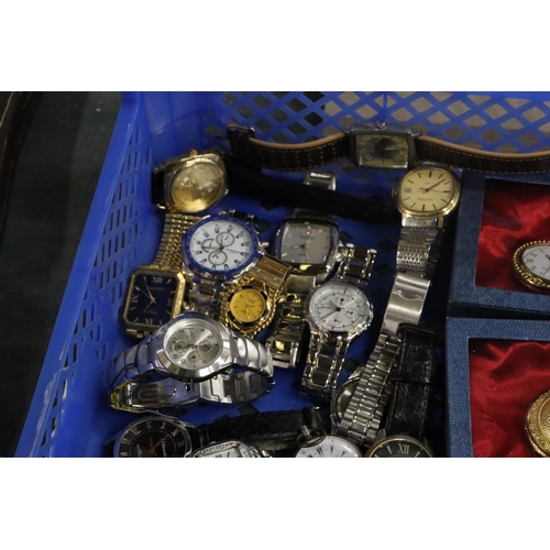 805 - A LARGE QUANTITY OF WRISTWATCHES AND MODERN POCKET WATCHES, SOME BOXED, TO INCLUDE CHRISTIN LARS 'DI... 