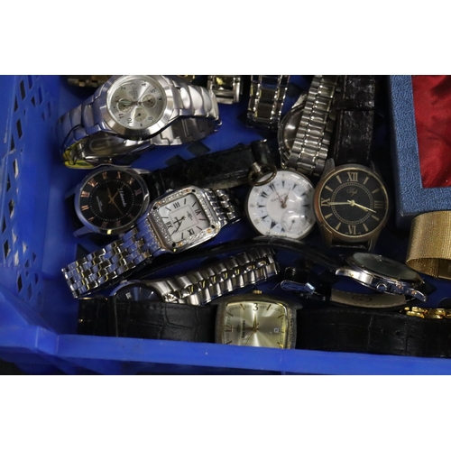 805 - A LARGE QUANTITY OF WRISTWATCHES AND MODERN POCKET WATCHES, SOME BOXED, TO INCLUDE CHRISTIN LARS 'DI... 