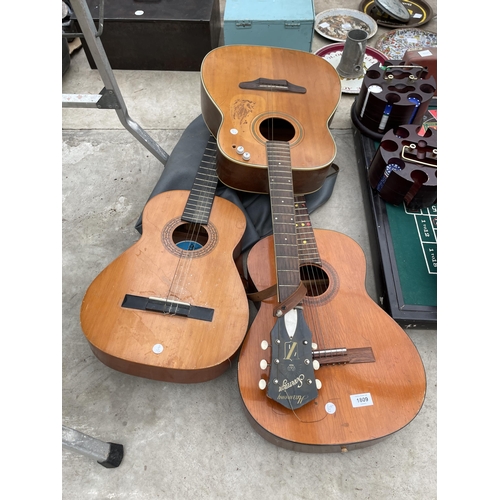 1809 - THREE VARIOUS ACOUSTIC GUITARS