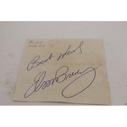 347 - AN ELVIS PRESLEY AUTOGRAPH, PURCHASED FROM SONNY WEST, ELVIS' FRIEND AND BODYGUARD IN THE MEMPHIS AT... 