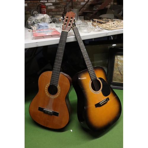 877 - TWO ACOUSTIC GUITARS, A CHANTRY AND ENCORE