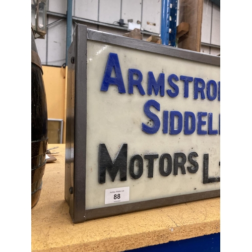 88 - AN ARMSTRONG SIDDELEY MOTORS LTD ILLUMINATED LIGHT BOX SIGN