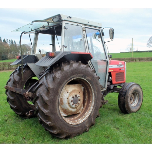 198 - MASSEY FERGUSON 390T 2 WD TRACTOR ONE OWNER FROM NEW REGISTRATION NO N352 DMA FIRST REGISTERED 21.08... 