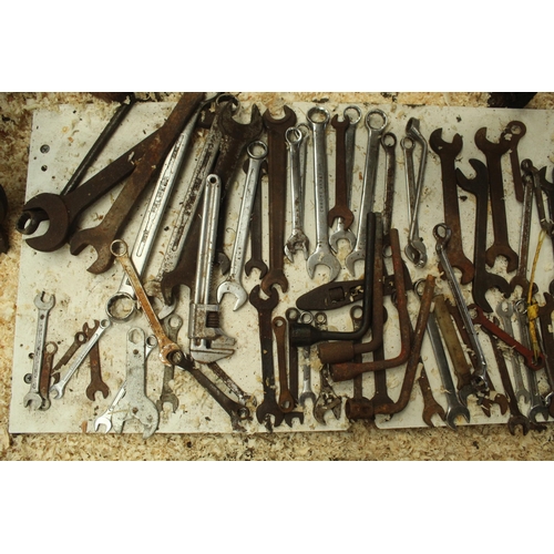 41 - WALL RACK AND VARIOUS SPANNERS  + VAT