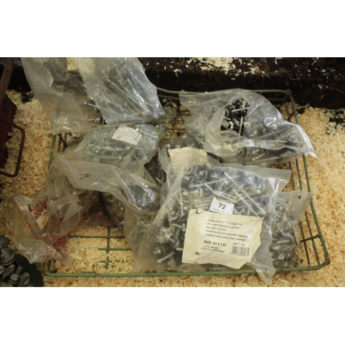 72 - 7 BAGS OF ROOFING SCREWS ETC.  + VAT