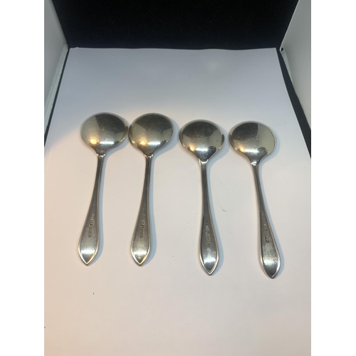 46 - FOUR HALLMARKED SHEFFIELD SILVER DESSERT SPOONS GROSS WEIGHT 113.8 GRAMS