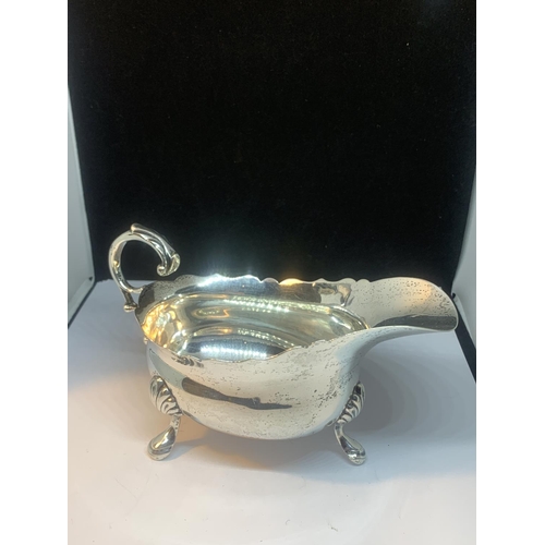 47 - A THREE LEGGED HALLMARKED LONDON SILVER SAUCE BOAT GROSS WEIGHT 172 GRAMS