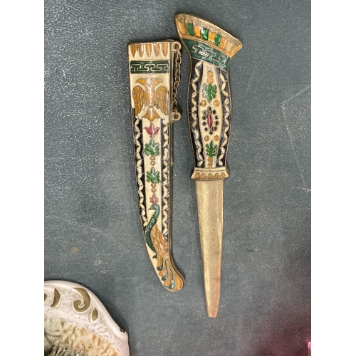 109 - AN ORNATE ENAMELLED DAGGER AND SCABBARD