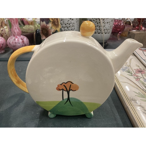 174 - A PAST TIMES CLARICE CLIFF STYLE TEAPOT