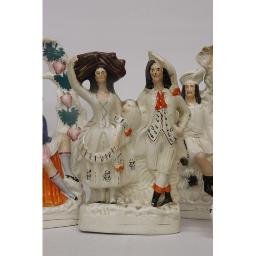 190 - FOUR LARGE STAFFORDSHIRE FLAT BACK FIGURES (A/F)