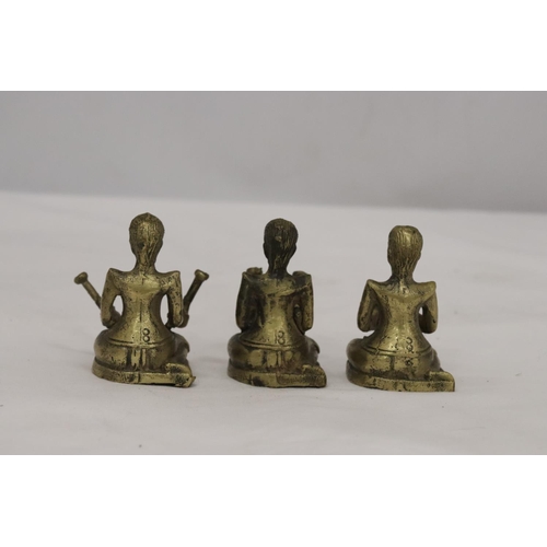 192 - THREE BRASS ASIAN FIGURES