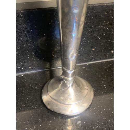 97 - A HALLMARKED SHEFFIELD SILVER VASE WITH WEIGHTED BASE HEIGHT 21.5 GRAMS