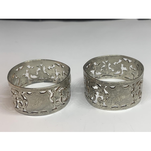 98 - A PAIR OF HALLMARKED BIRMINGHAM SILVER NAPKIN RINGS ENGRAVED N GROSS WEIGHT 48.06 GRAMS